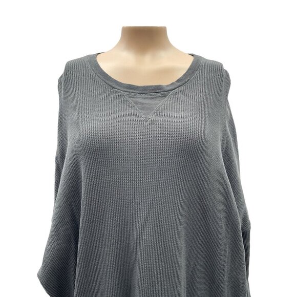 Free People Waffle Knit Oversized Dolman Sleeve Tunic Pullover Gray Women XS‎ - Picture 10 of 10